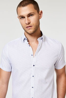 Griff Short Sleeve Shirt, White/Blue, hi-res